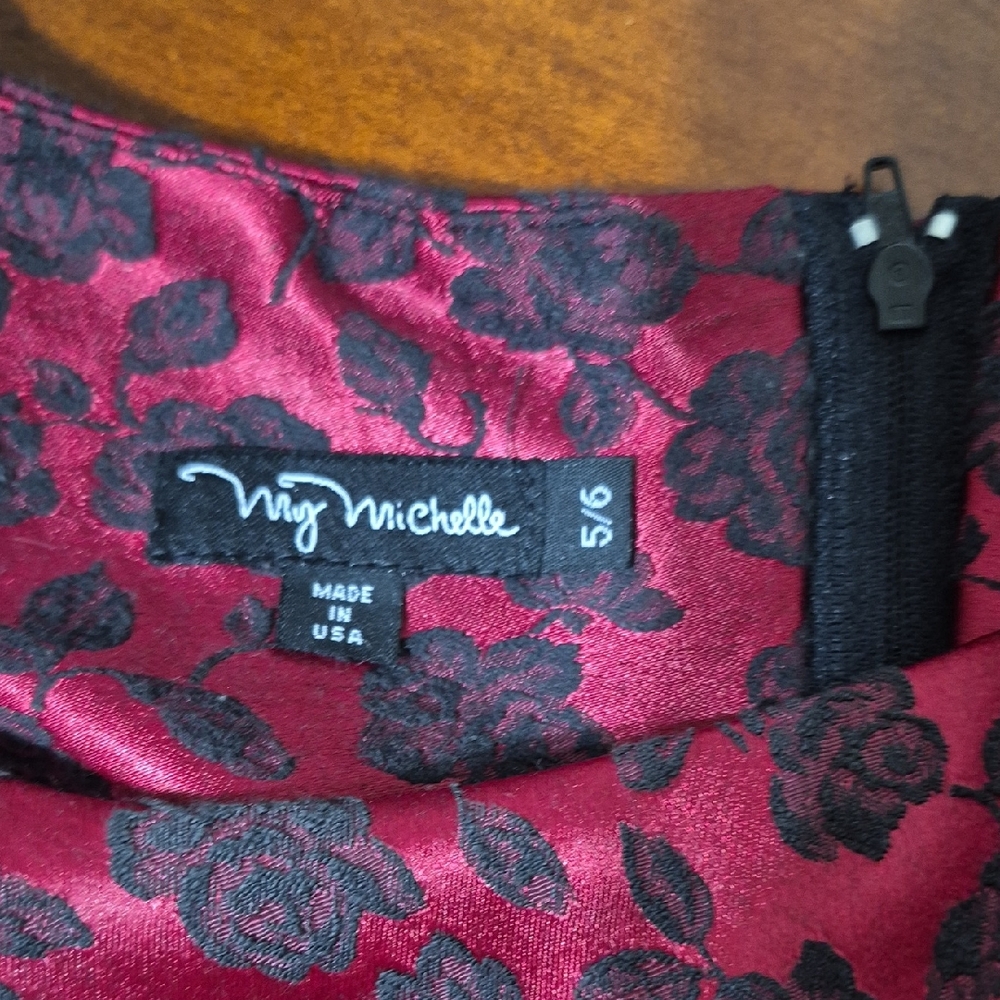 My Michelle Burgundy and Black Floral Dress